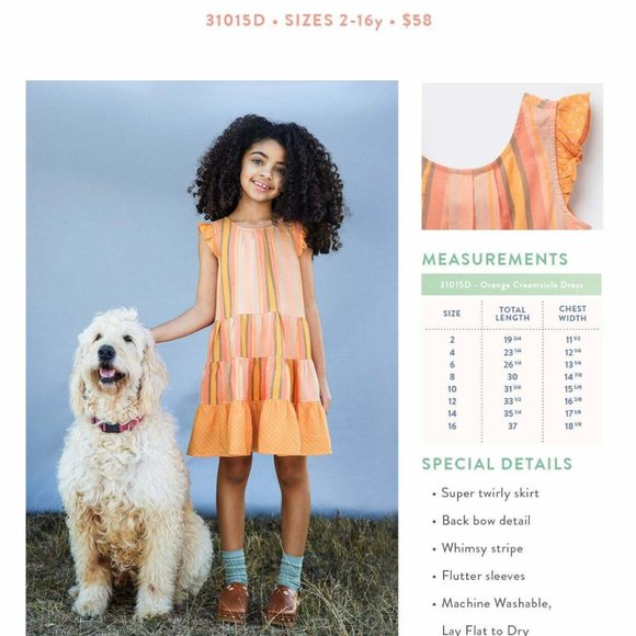 Matilda Jane Orange Creamsicle Dress Size 10 Rayon Tiered Ruffle Bow - Picture 2 of 10